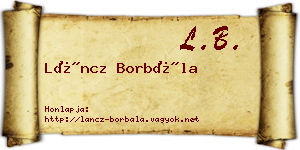 Láncz Borbála névjegykártya
